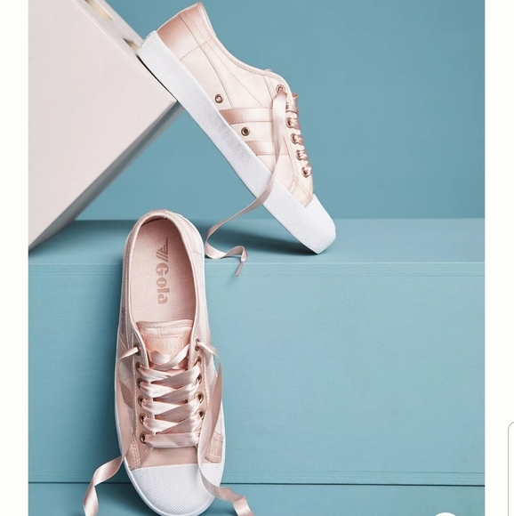 Gola Shoes - Gola Satin Coaster Sneakers in Blush Pink/White